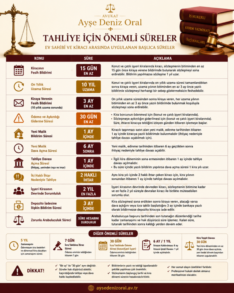 tahliye için süreler