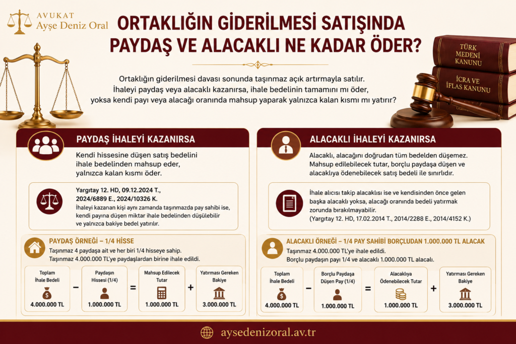 ortaklığın giderilmesi alacaklı veya paydaşın alımı.