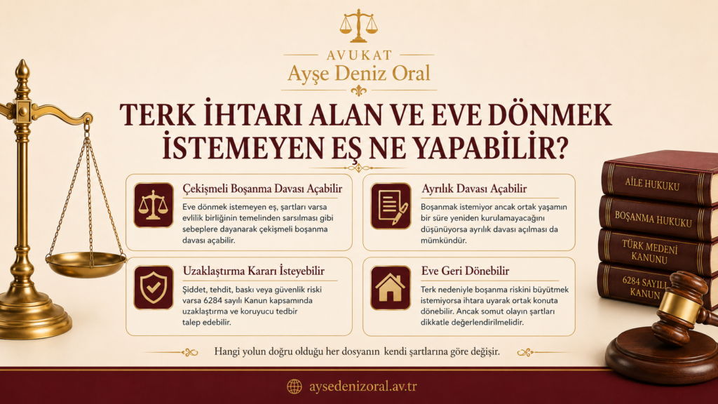 terk ihtarı alan ve eve dönmek istemeyen eş neyapabilir